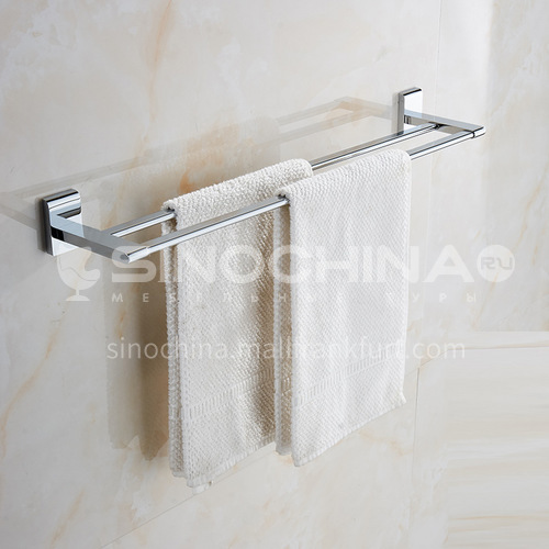 Bathroom silver twin towel bar